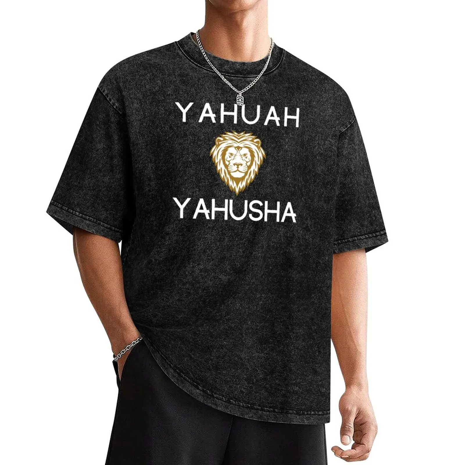 

Yahuah, Yahusha with lion T-Shirt anime figures new edition mens graphic t-shirts anime