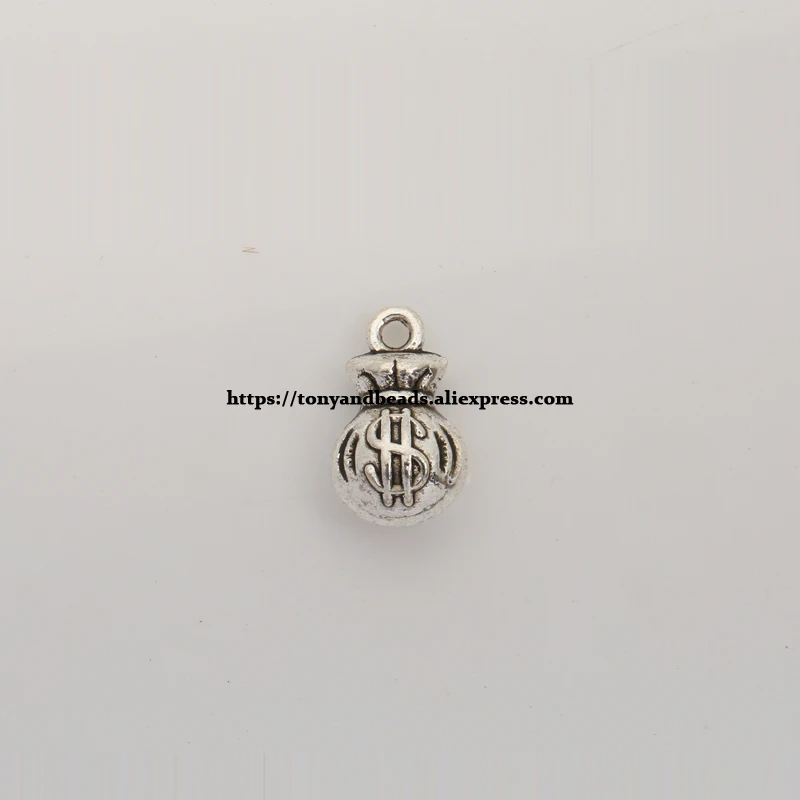 (50Pcs/Lot) Zinc Alloy Tibetan Silver European Charm Dollar purse-Shape Pendant Size 13x8mm HZ5175