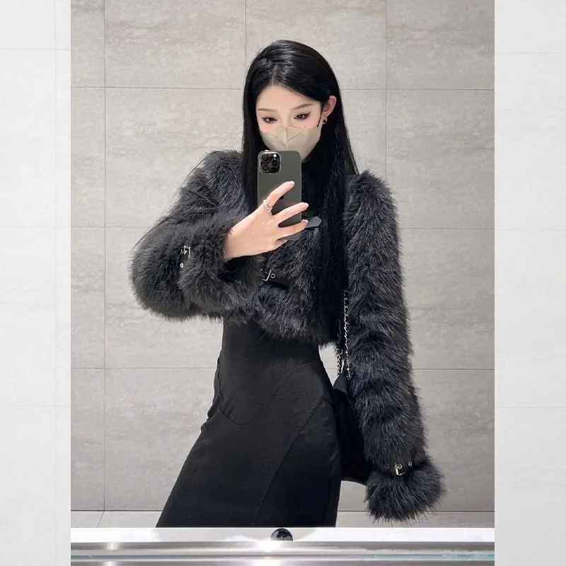 Manteau de fourrure court pour femme, veste, vêtements, automne, hiver, 2024