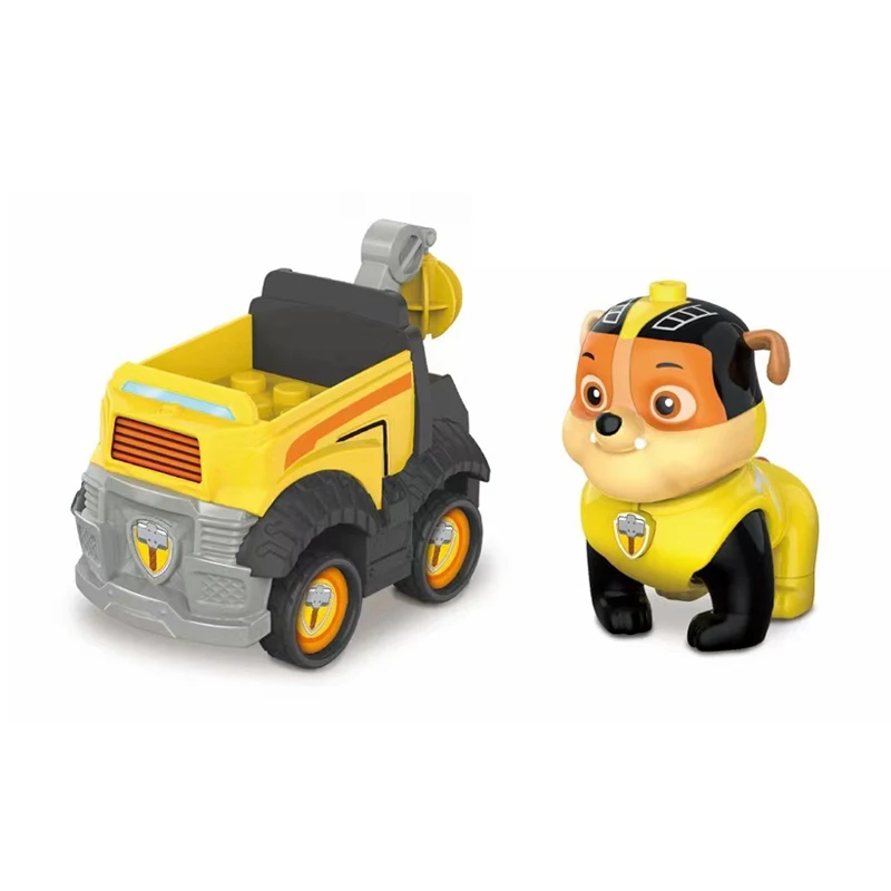 Genuine Paw Patrol Mashall Chase Skye Rubble Cartoon Model Car Block Castle Compatible Brick Figure Children Birthday Toys Gifts