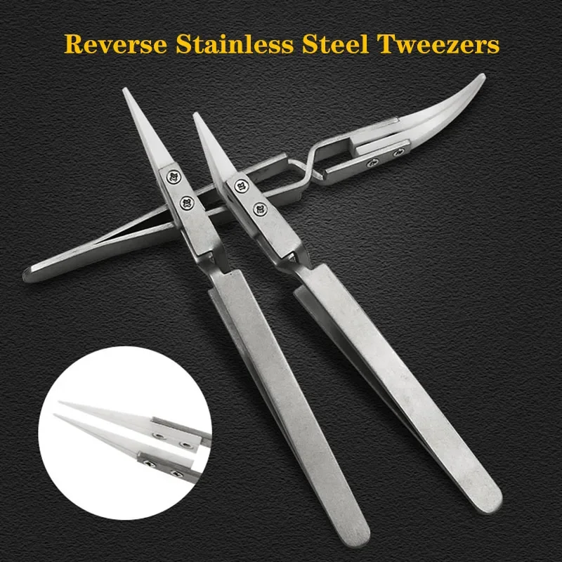 1/3Pack Ceramic Straight Tip Anti-Static Reverse Acid Resistant Electronic Soldering Tweezers, Precision Chuck Ceramic Tweezers