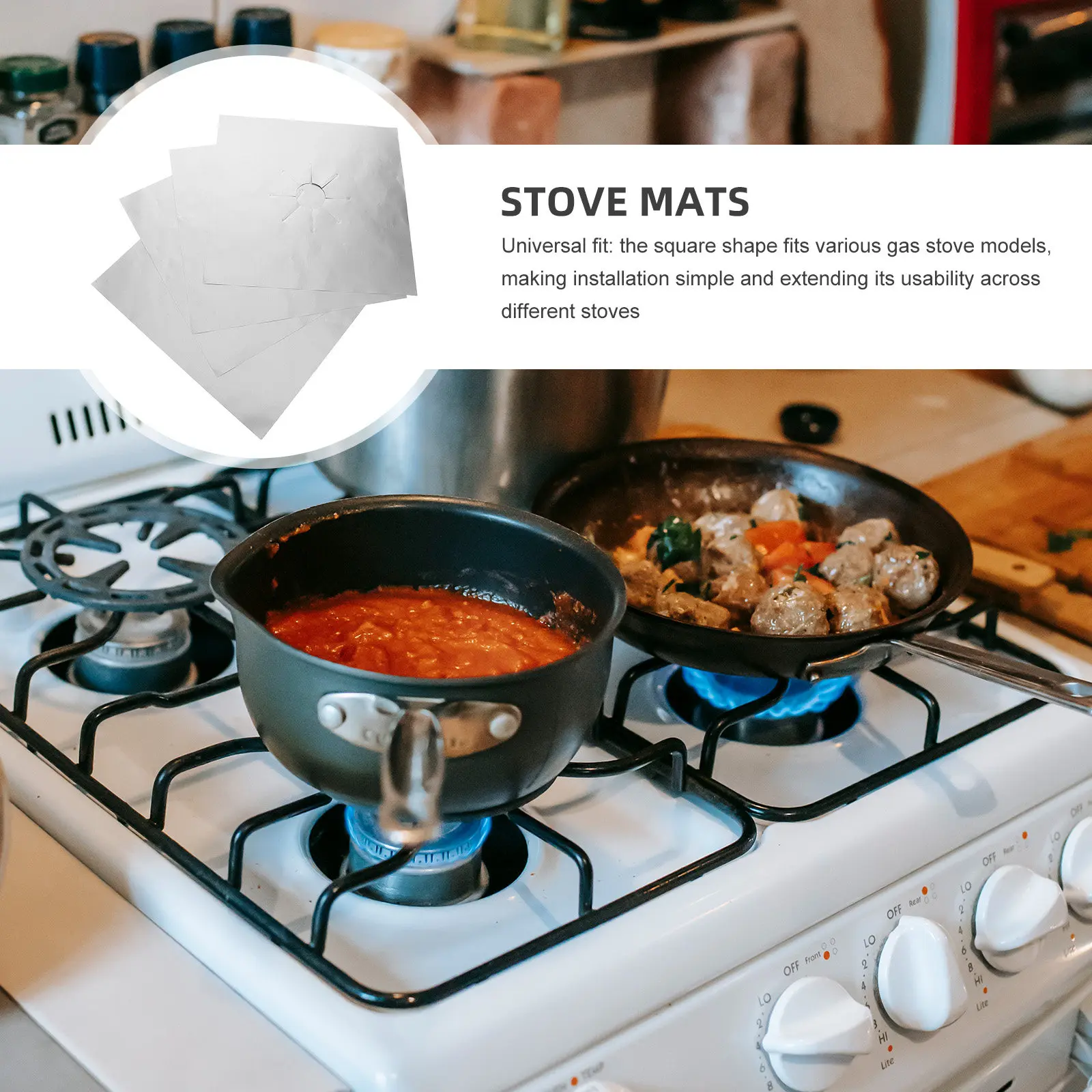 4Pcs Stove Burner Protector Pads Thickened Reusable Gas Stove Cover Mats Non-Stick Easy Clean for Gas Range Cooktops