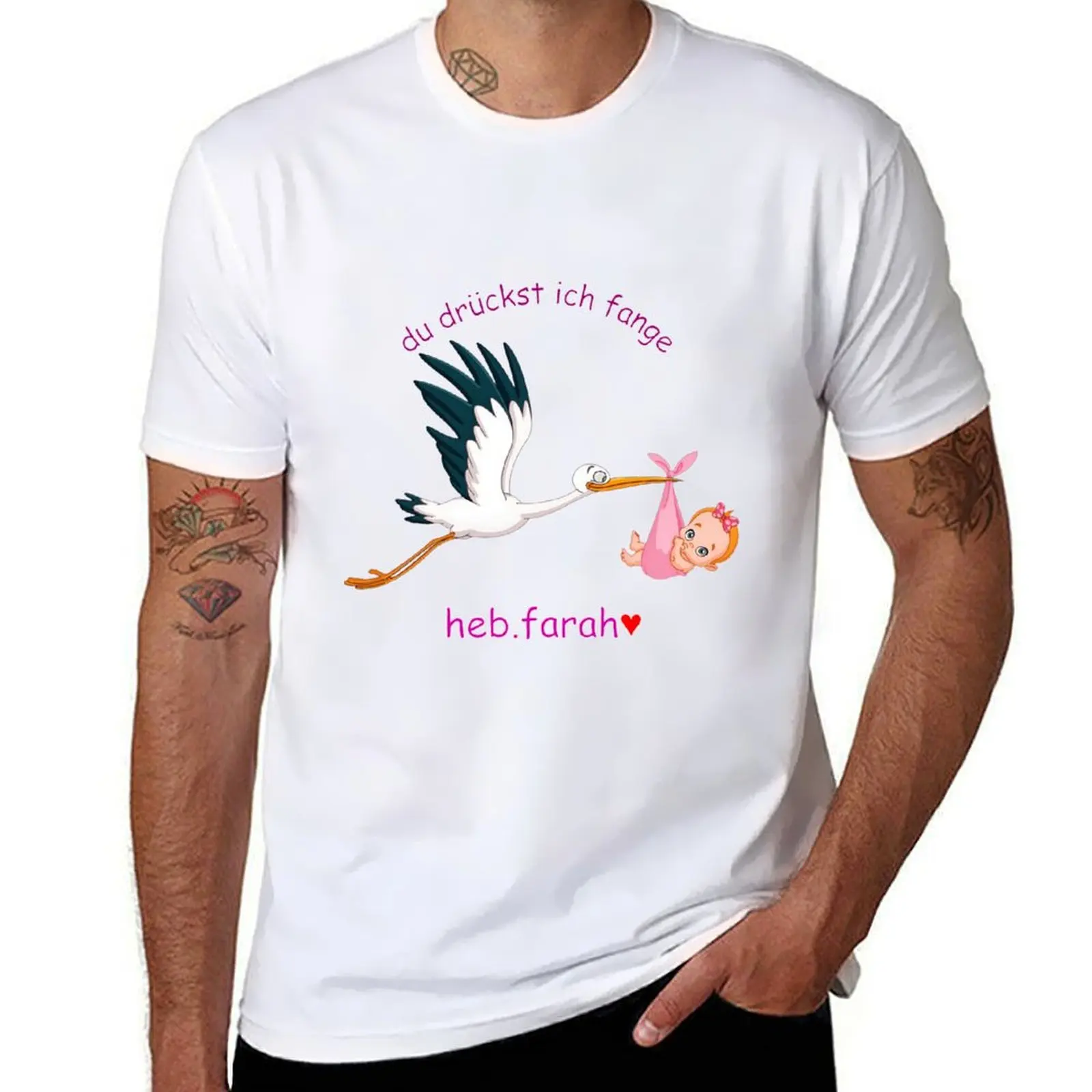 

Stork baby delivery T-Shirt black cotton t-shirt plain for man package t shirts cotton 100% T-Shirt