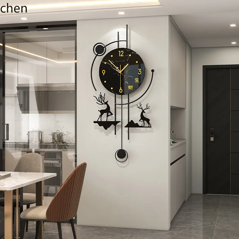 HT Modern Light Luxury Wall Clock for Living Room, No Drilling Required,  Silent and Simple Wall-Mounted Timepiece