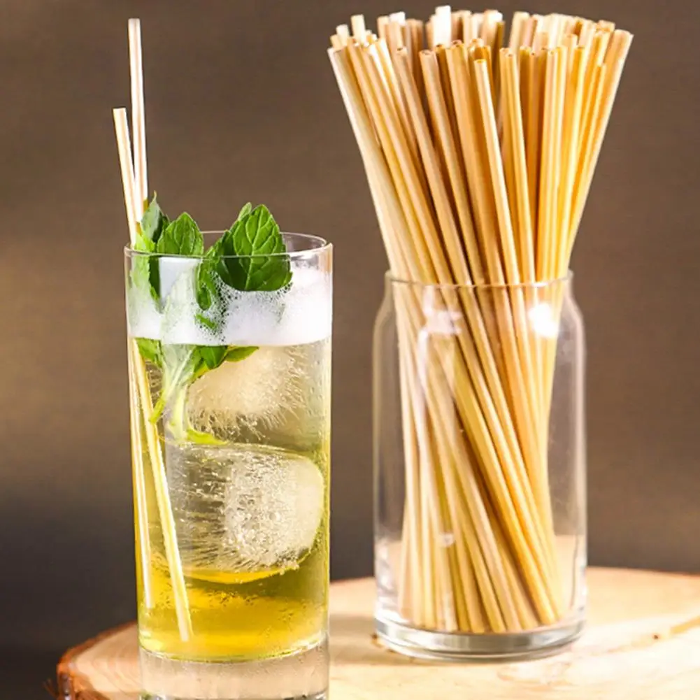 

300Pcs Wood Straws Food Grade Environmental Protection Reusable Compostable Drinking Water Bamboo Drinking Straws Party Supplies