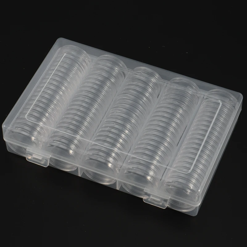 A16R-17/20/25/27/30Mm Coin Holder, 100Pcs Silver Coin Capsules With Foam Gasket, Professional Coin Case For Coin Collection