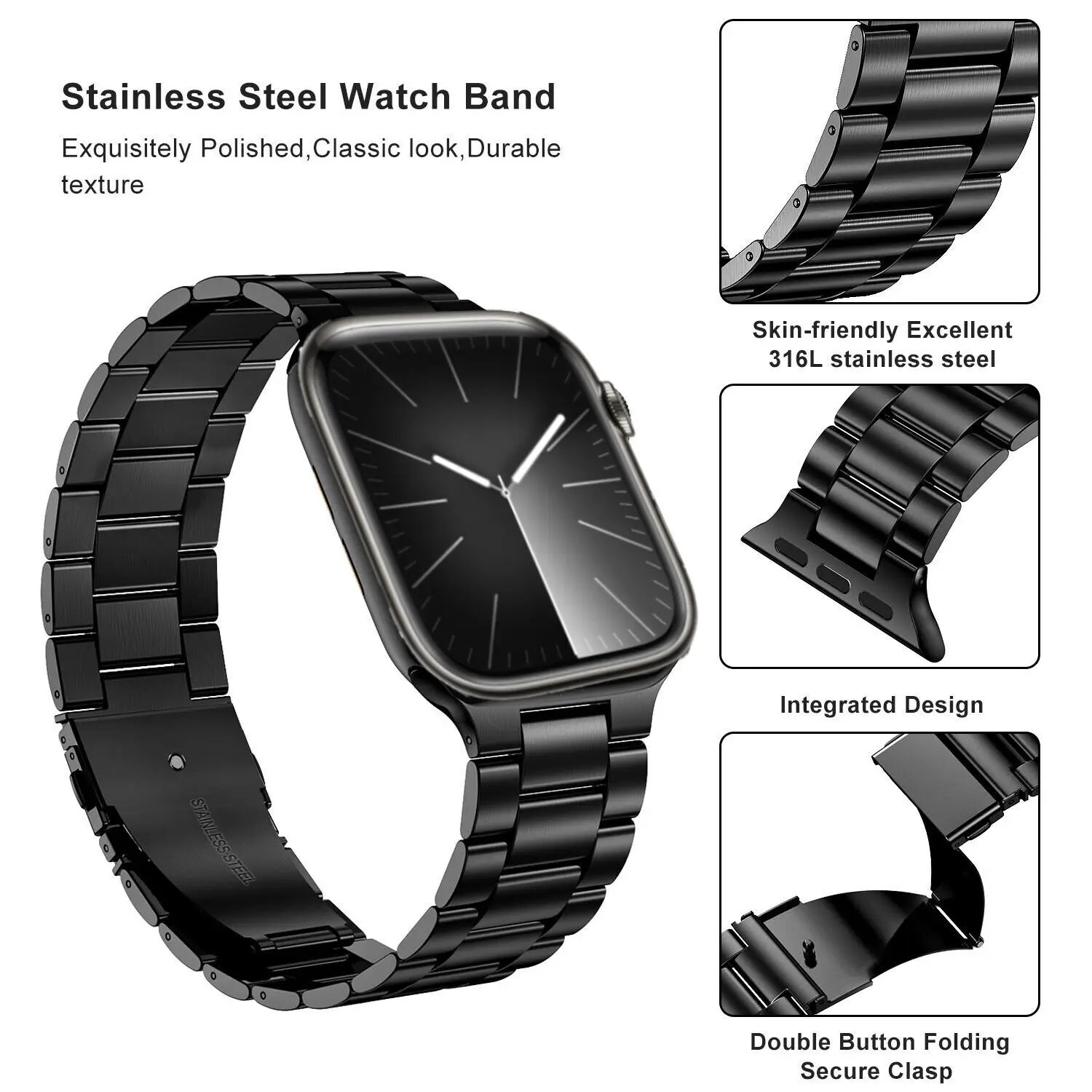Edelstahlarmband für Apple Watch 46 mm Ultra 49 mm, Metallarmband für iWatch 12 11 10 9 8 SE 42 mm, Business-Uhrenarmband – Detail 16