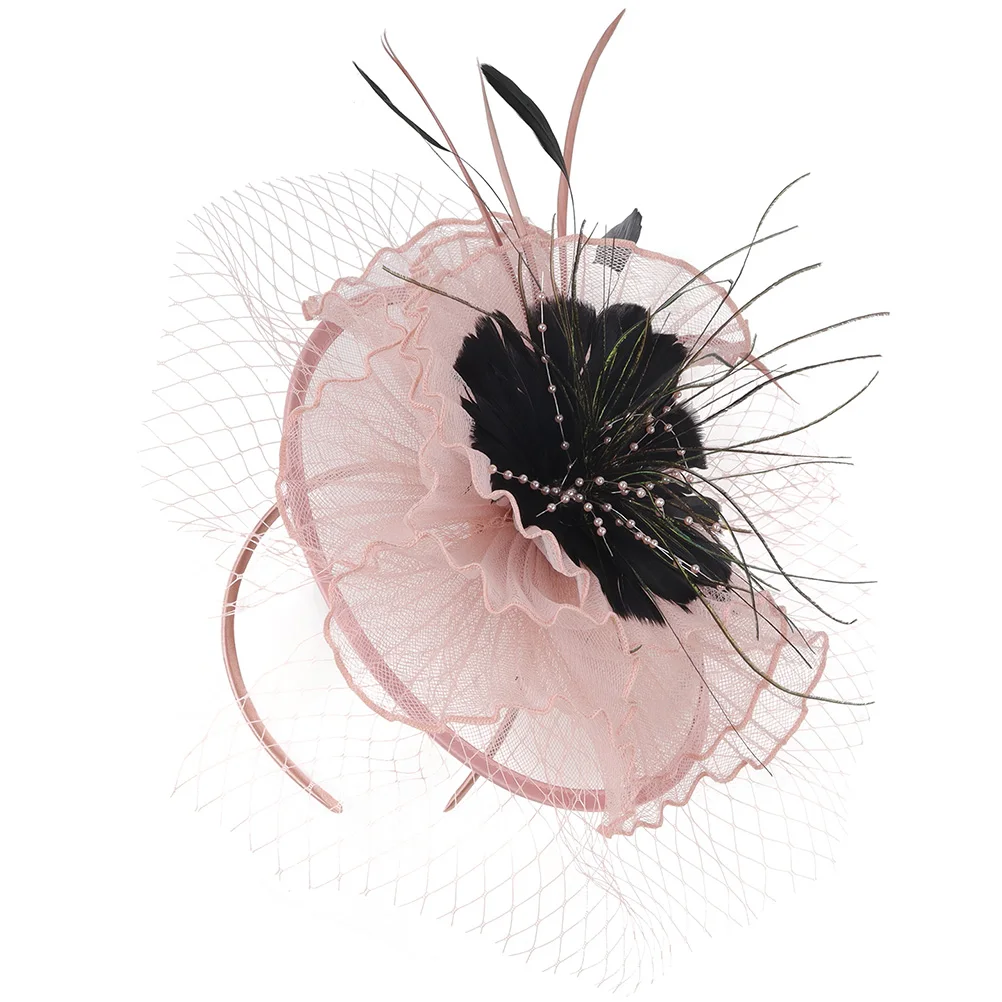 

Head Hair Clip Elastic ABS Lightweight Comfortable Tea Party Hat Bride Fascinator Bridal Accessories Nude Pink