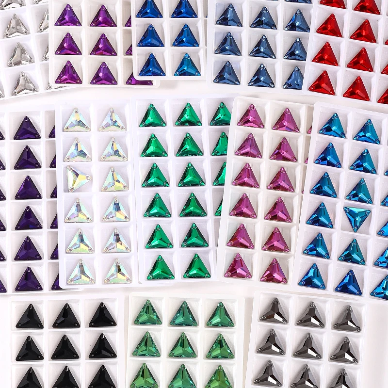 Стразы из стекла DUCRYSTAL K9, треугольные плоские стразовые камни для одежды и рукоделия