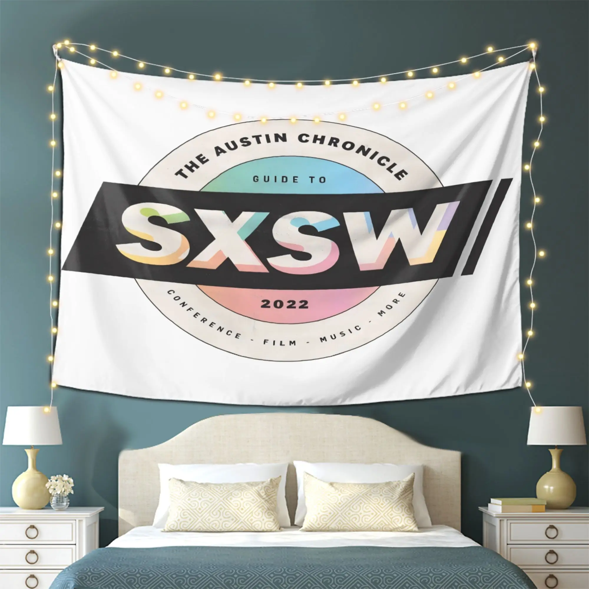 

1pc Austin Chronicle SXSW 2024 Tapestry-Durable Anti-Wrinkle Soft Polyester Wall Hanging, Horizontal Home Decor
