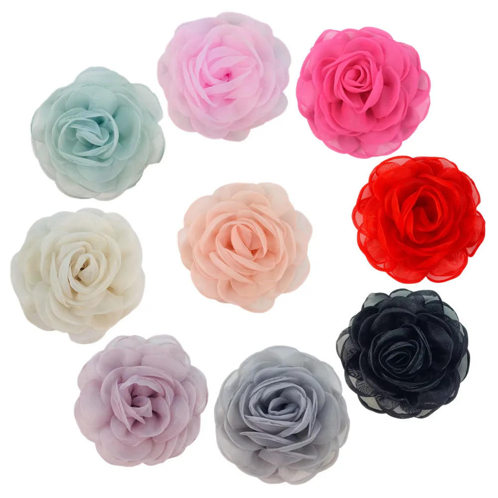 

200 Pcs Wholesale 8cm New Handmade Crystal Yarn Baked Edge Curly Flower Headdress Skirt Diy Hair Scratch Accessories Shoe Flower