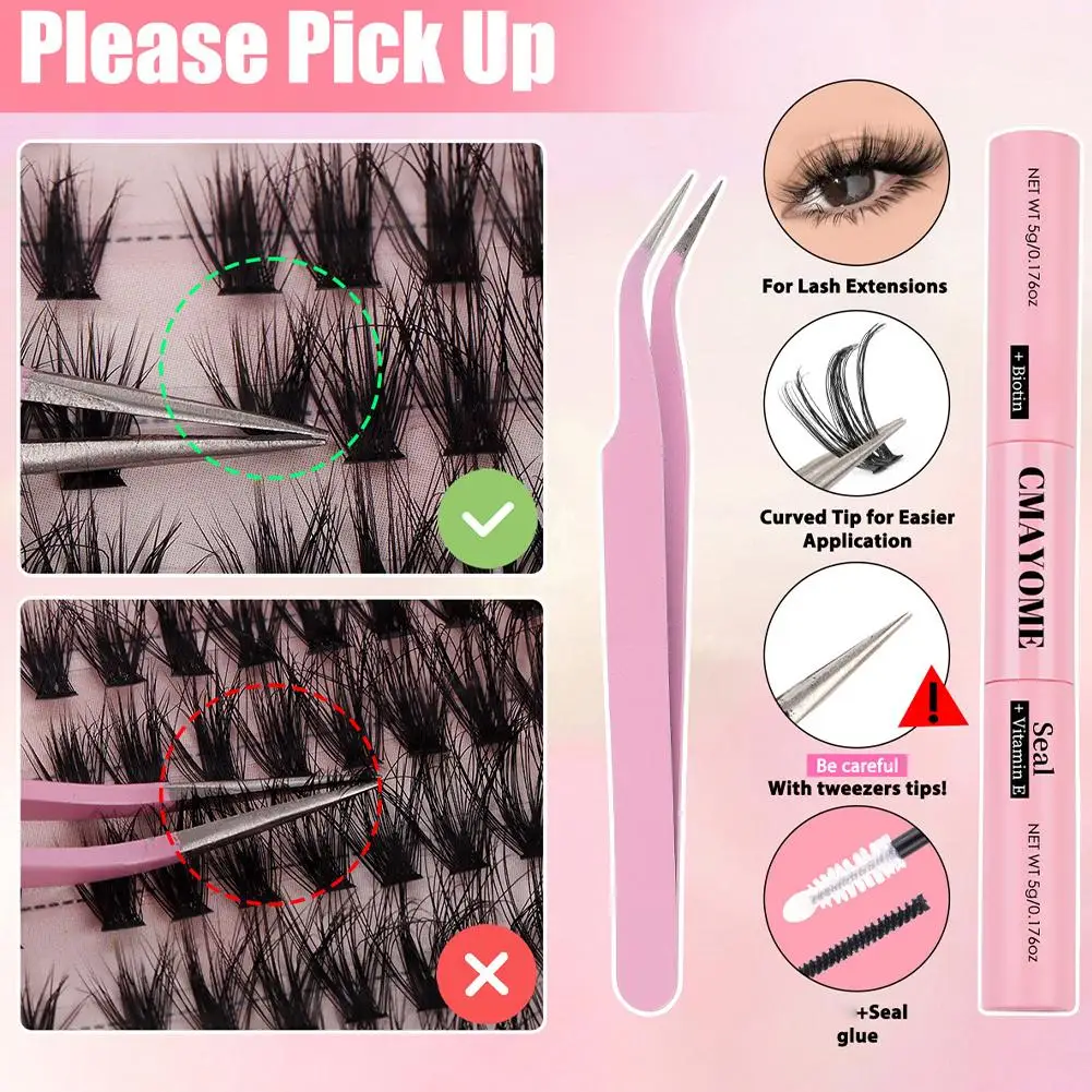 대용량 풍성하고 두꺼운 D-커브 인조 속눈썹 개별 속눈썹 연장 클러스터 DIY 메이크업 자연스러운 인조 속눈썹