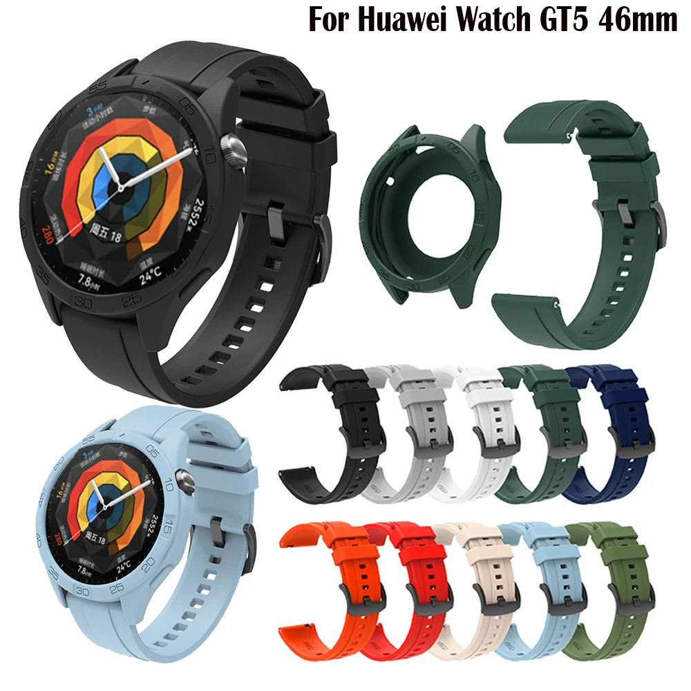 22mm Watchband For Huawei Watch GT 5 46mm Strap SmartWatch Wristbands Bracelet For Huawei GT4 46mm Band Silicone Same Color Case