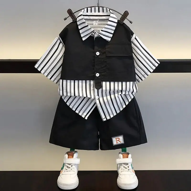 

New Summer Boy Clothes Suit Children Boys Fashion Shirt Shorts 2Pcs/Sets Toddler Casual Costume Infant Outfits Kids Tracksuits