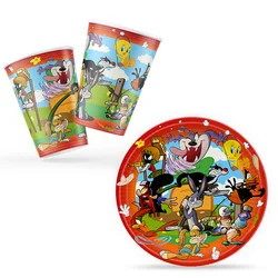 Looney Tunes Theme Birthday party decortaions Disposable Tableware Set Paper Plate Cups Sticker Straws Party Supplies Napkins