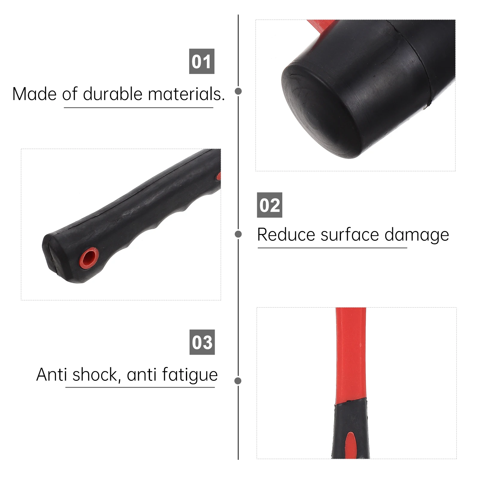 

1pc High-Quality Rubber Mallet Fiber Handle Strong Shock-Resistant Flat Surface Hammer for Crafts Jewelry Flooring Home