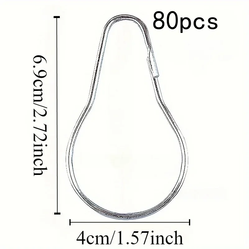Gourd-Shaped Curtain Hooks, Rust-Proof Durable, 80pcs Stainless Steel