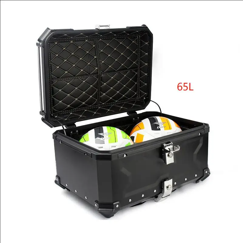 55L 65L Aluminum Motorcycle Luggage Case Storage Top Tool Box Helmet Rear Lock Trunk Universal for Honda Suzuki Kawasaki Yamaha