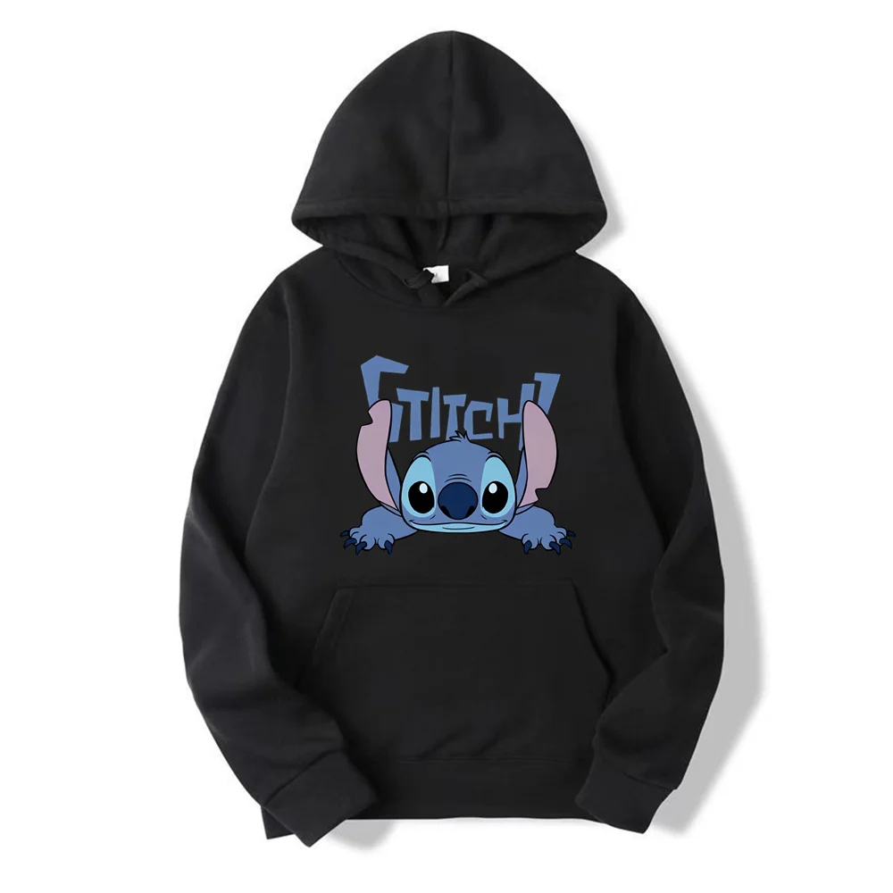 2024 New Disney Stitch Cartoon Cute Loose Hooded Hooded Hoodie Girl\'s Friend Dress Couple Dress Casual Fashion Hoodie Top Coat