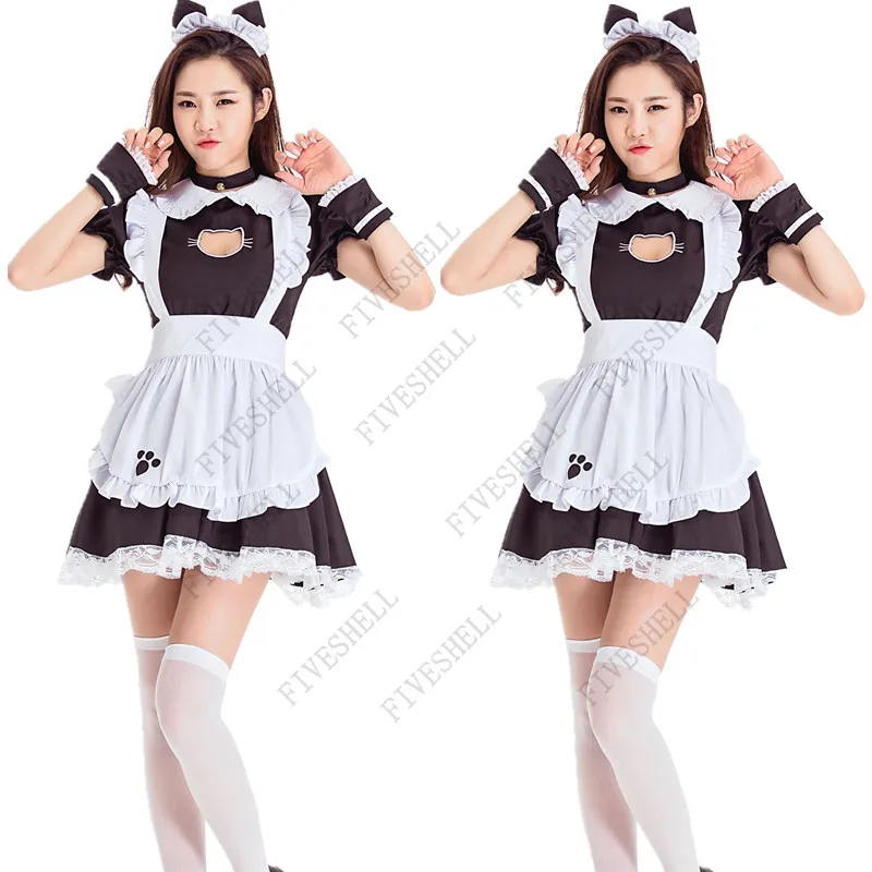 

2023 Sexy Lolita Cat Maid Dress Cute Gril Cosplay Costume Puff Sleeve Japanese Anime Loli Waitress Fancy Dress Plus Size XS-4XL