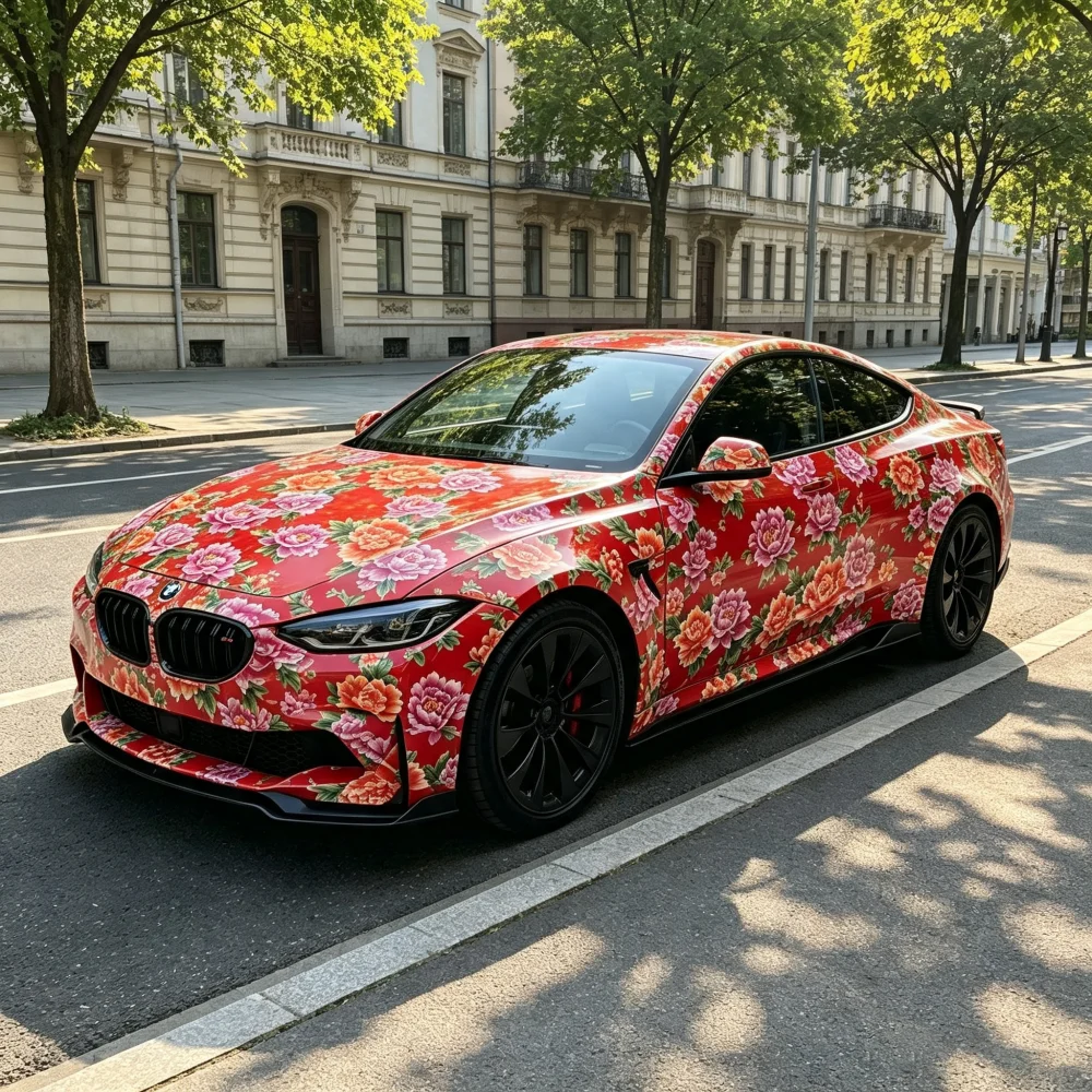 Phoenix‌ Flower Car Floral Camo Vinyl Wrap Film Chinese Style Vinyl DIY Wrapping for Auto Motorcycle Decoration