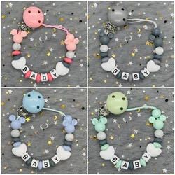 Hot Custom Handmade Personalized Name Silicone Letters Beads Pacifier Clips Chain Baby Teether Holder Bracelet Chew Nursing Gift