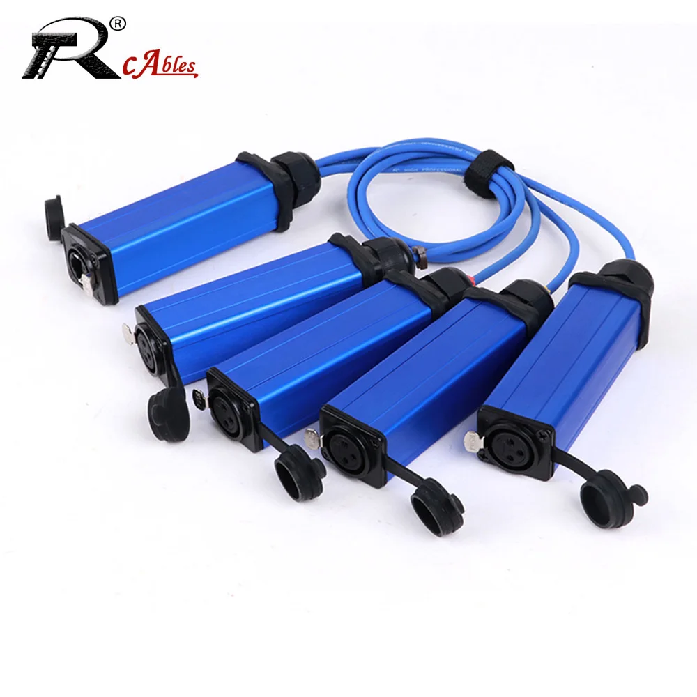 Waterproof RJ45 Cat6 Network Ethercon Extender to 4 Channel 3Pin Female Multi Network XLR Cable Breakout for Amplifier Speaker