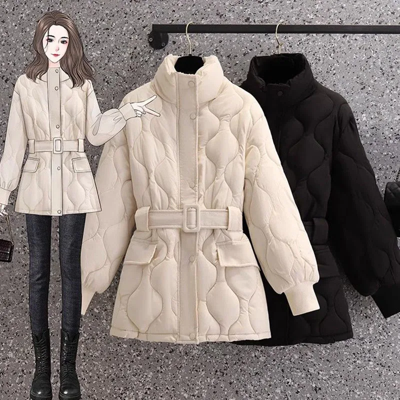 

New Autumn Winter Warm Cotton Jacket Female Korean Loose Down Cotton Coat Casual Long Hooded Parka Overcoat Women's Clothing