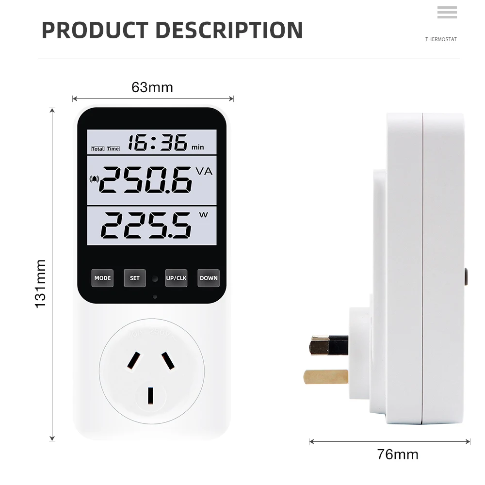 220V/120V AC Digital Power Meter Wattmeter Socket Wattage Kwh Test Energy Meter Electric Consumption Analyzer EU FR US UK AU BR