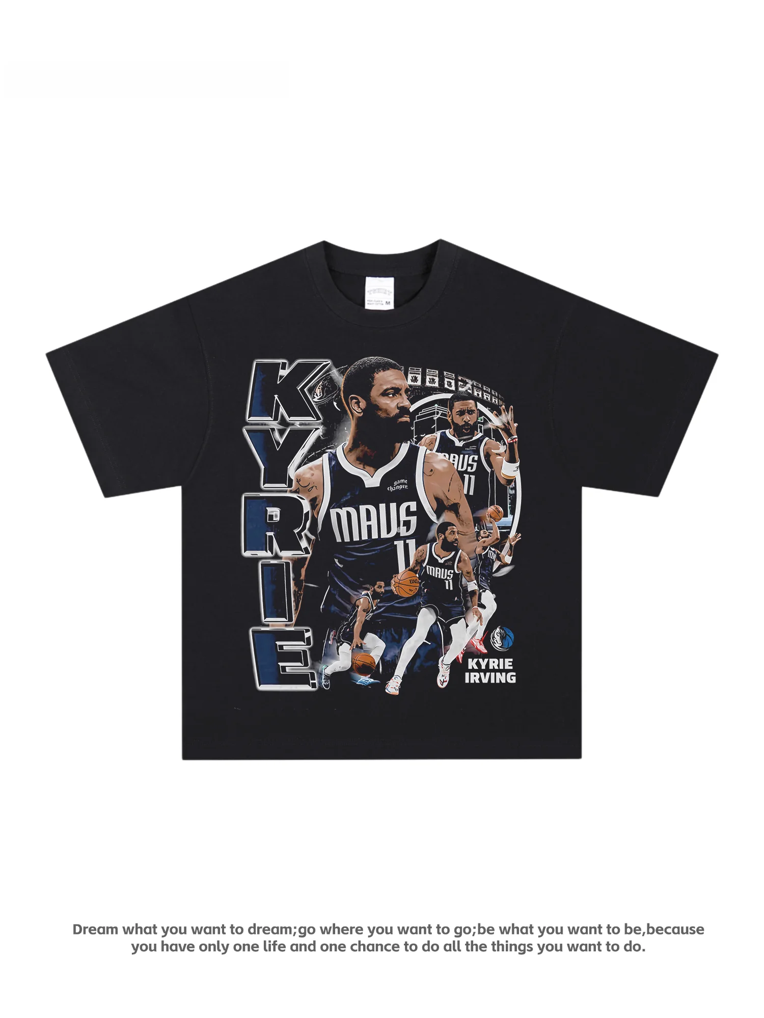 Camiseta Unissex de Verão com Estampa do Estrela do Basquete Kyrie Irving, Estilo Americano, Algodão Puro Pesado, Manga Curta...