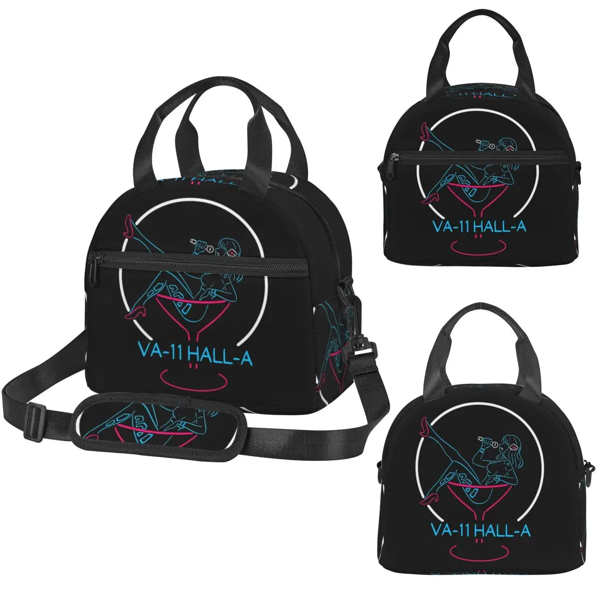 VA-11 Hall-A Neon Sign Insulated Lunch Bag for Women Office Cooler Thermal Box Tote Leakproof Lunch Boxes