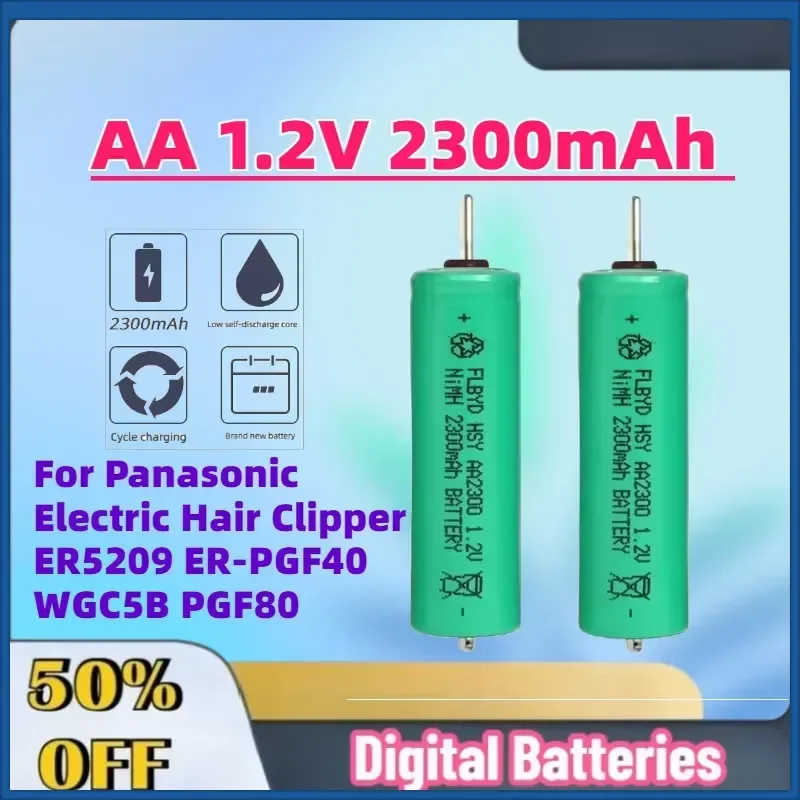 High-Quality AA 1.2V 2300mAh Ni-MH Replacement Battery for Panasonic Electric Hair Clipper ER5209 ER-PGF40 WGC5B PGF80