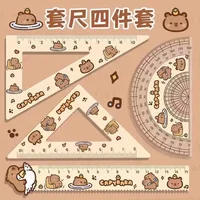 4pcs/set Creative Acrylic Capybara Set of Rulers Drawing Tools Cute Cartoon Soft Ruler Set Office Supplies Set Square 6