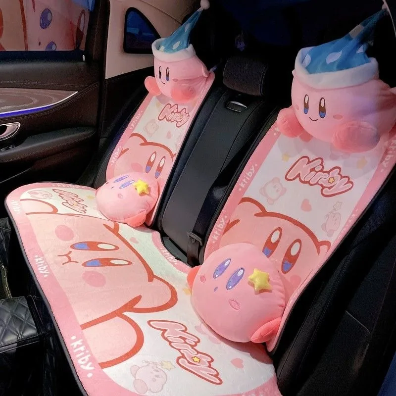 Cartoon Kirby Car Seat Cushions Automotive Interior Accessories Kawaii Chair Back Cushion Anime Seat Covers Decorations Gifts