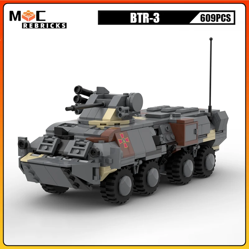 

Military Combat Trucks BTR-3 Armored Soldiers Carrier High-tech Army Weapon MOC Building Blocks Sets DIY Bricks Toys Kid's Gifts