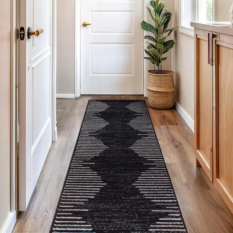 Bohemian Stripe Stain Resistant High Traffic Living Room Kitchen Bedroom Dining Home Office Runner Rug 2'7