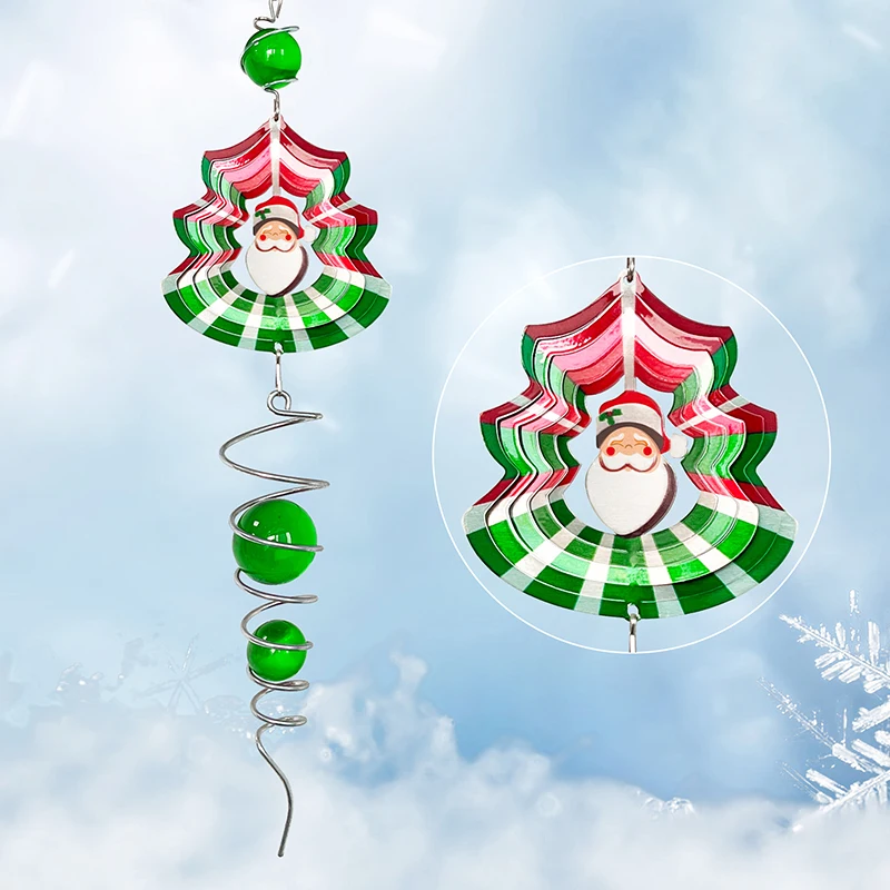 

PSATHENATI Gift Exquisite Christmas snowman spiral Memorial Wind Spinner Christmas Gifts Lovers Stainless Steel Wind Chime 17in