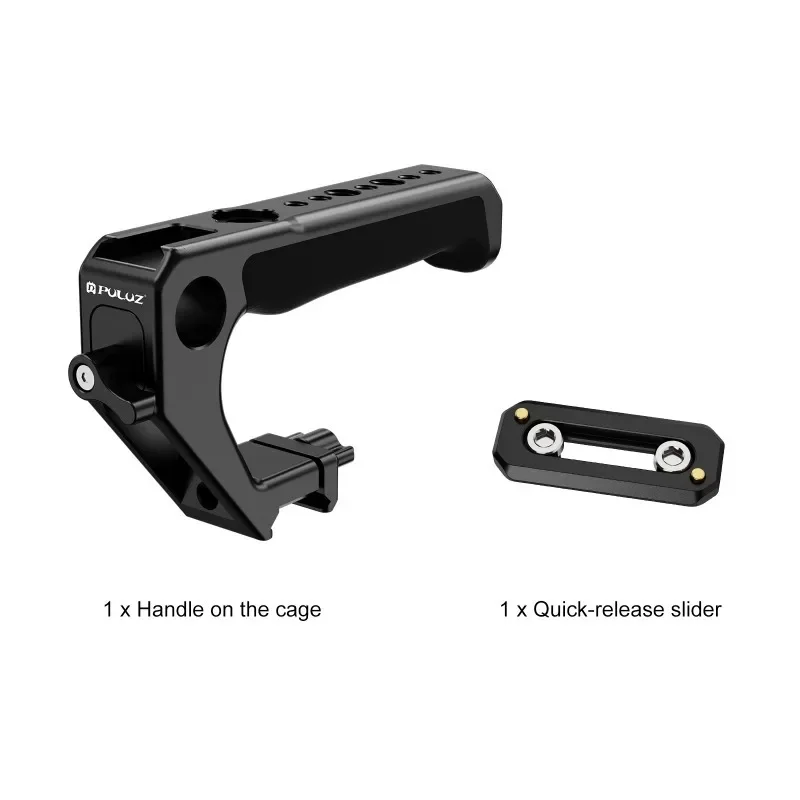 Double-thread Metal Quick Release Top Handle with Cold Shoe for Camera Cage Stabilizer