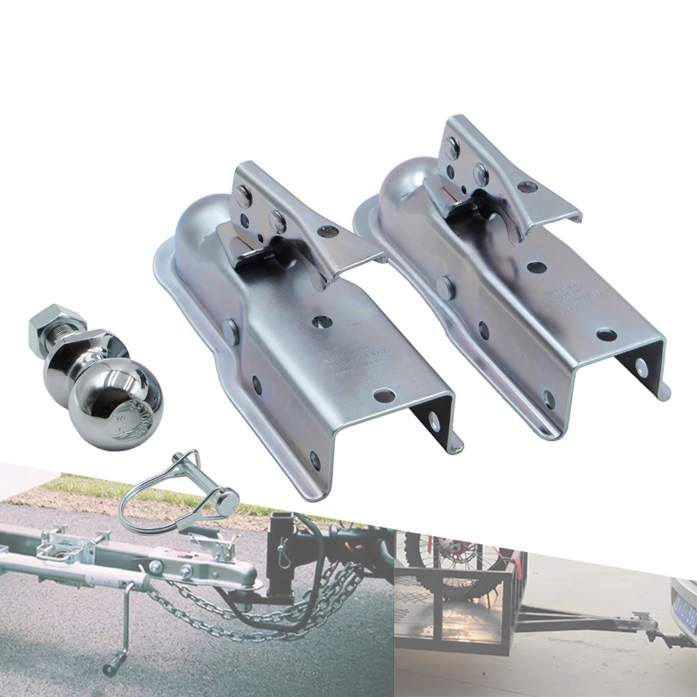 Full Set Tongue Trailer Coupler 2'' 2-1/2'' Channel Width 1-7/8'' 2000LBS Hitch Ball For ATV UTV Cargo ATV Buggy Quad Bike Parts