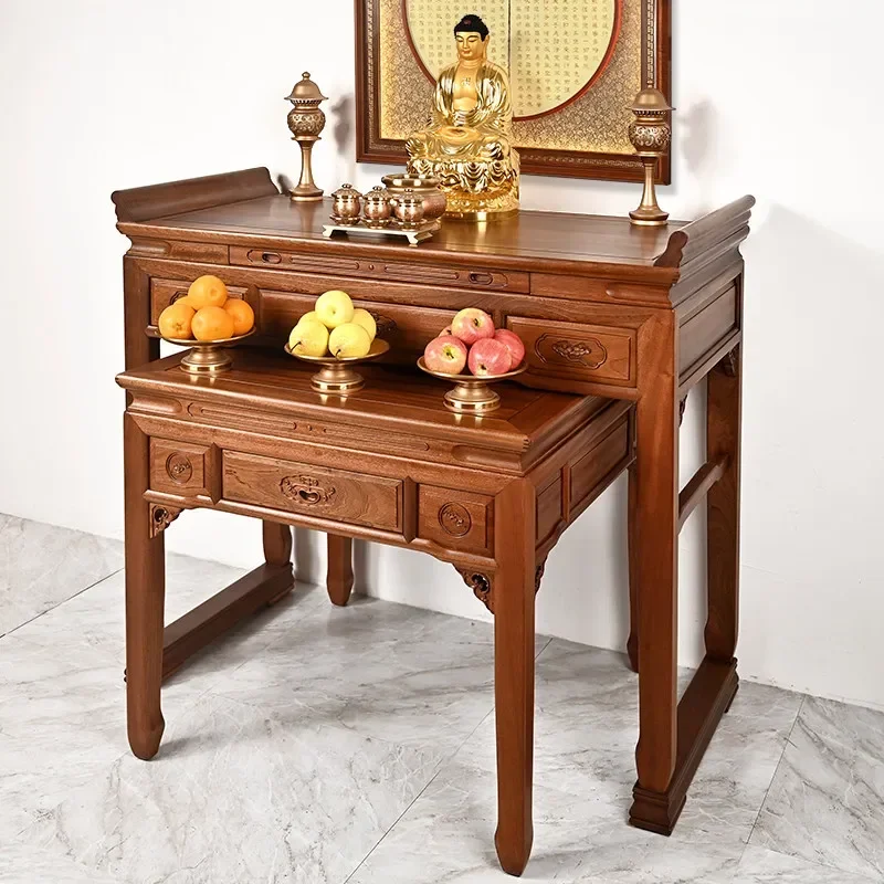 Fragrant Flower Pear Wood Solid Wood Table Buddhist Platform Household New Chinese Style Cabinet Incense Table Niche Tribute