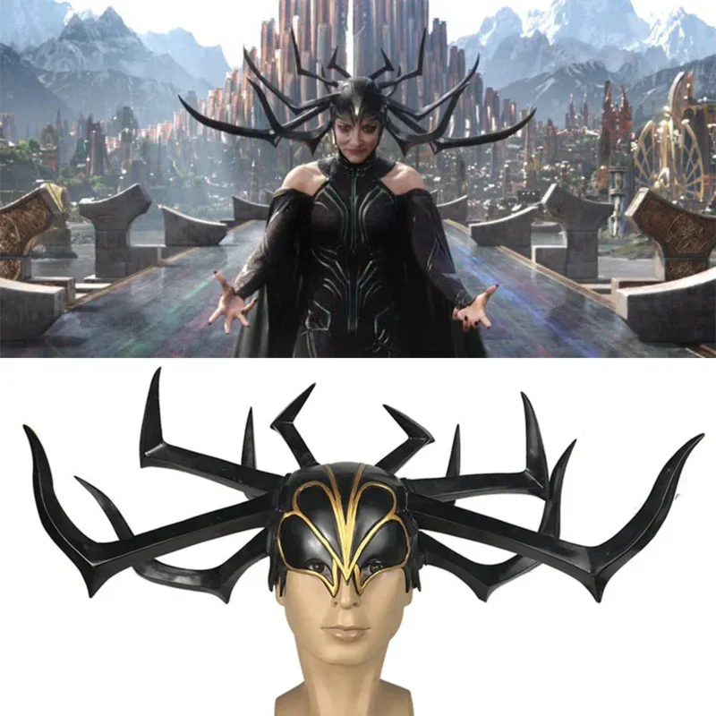 Movie Thor 3 HeLa Cosplay Headdress Death Goddess PVC Helmet Adult Women Men Halloween Party Performance Props MN12