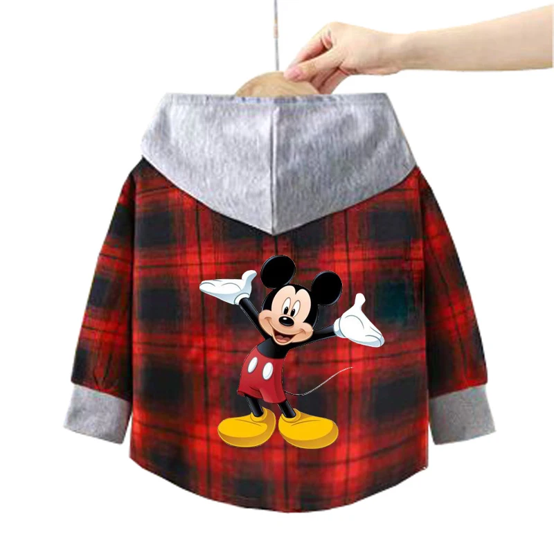 Kinderen Shirts Met Capuchon Baby Jongens Mickey Mouse Plaid Shirts Jas Voor Lente Herfst Jongens Cartoon Jas Dieptepunt Kleding 1-10Y
