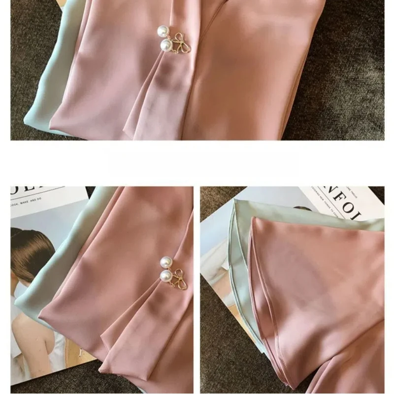 Pull en mousseline de soie à col en V pour femmes, manches papillon rivetées, élégant, confortable, flatteur, vêtements d'été, solide, document