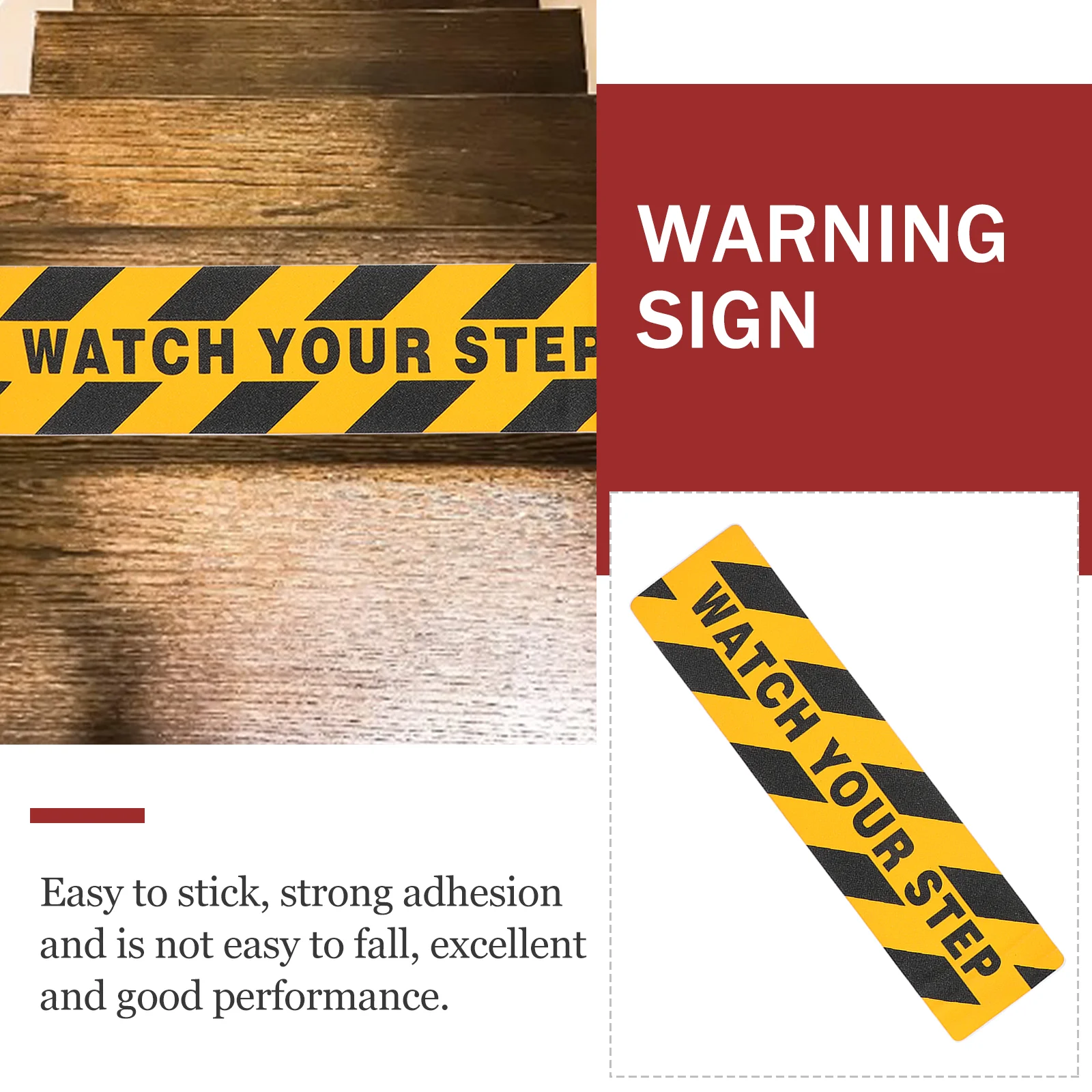 2 Pcs Warning Anti-slip Stickers Floor Sign Adhesive Signs Tape Decals Watch Your Step Tapes