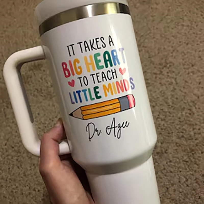 Custom Logo Insulated Tumbler Personalized Pattern Text Thermos Large Capacity Portable Travel Mug Graduation Gift For Teacher