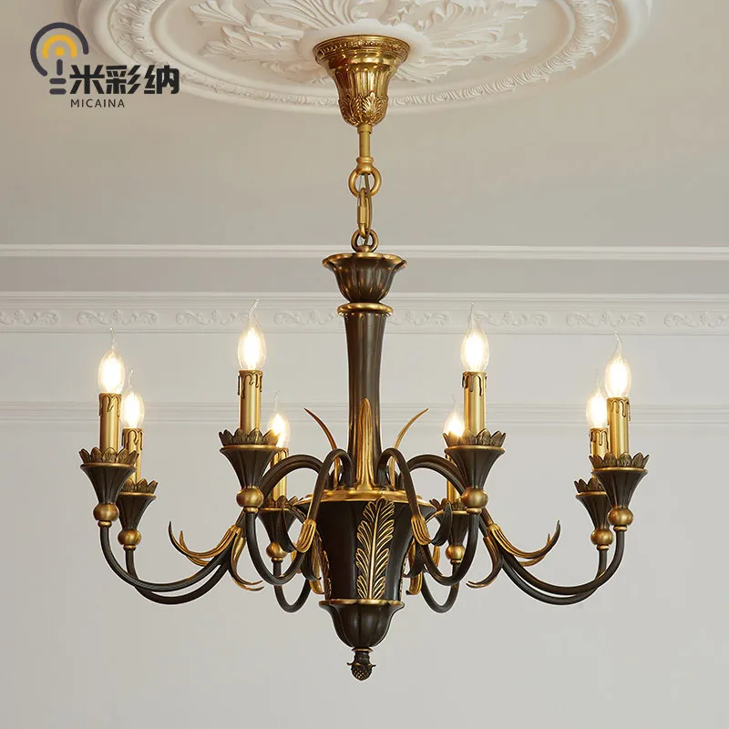 French Style All Brass Chandelier, Vintage Luxury Lighting for Villa Living Room, Dining Room, Study, Bedroom, Classical Europea