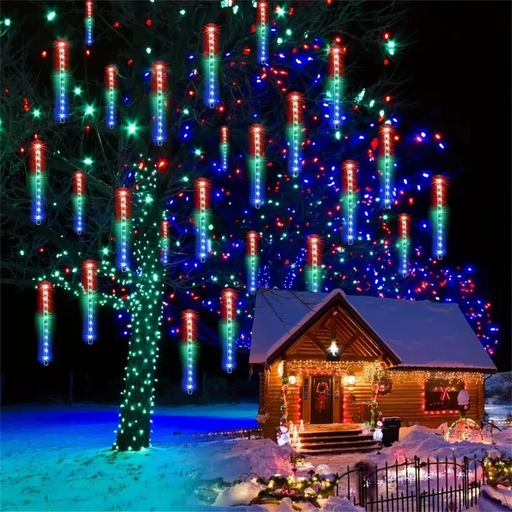 

32/24/16Tube 30/50cm Outdoor LED Meteor Shower Fairy String Lights Festoon Street Garland New Year Christmas Decoration for Home