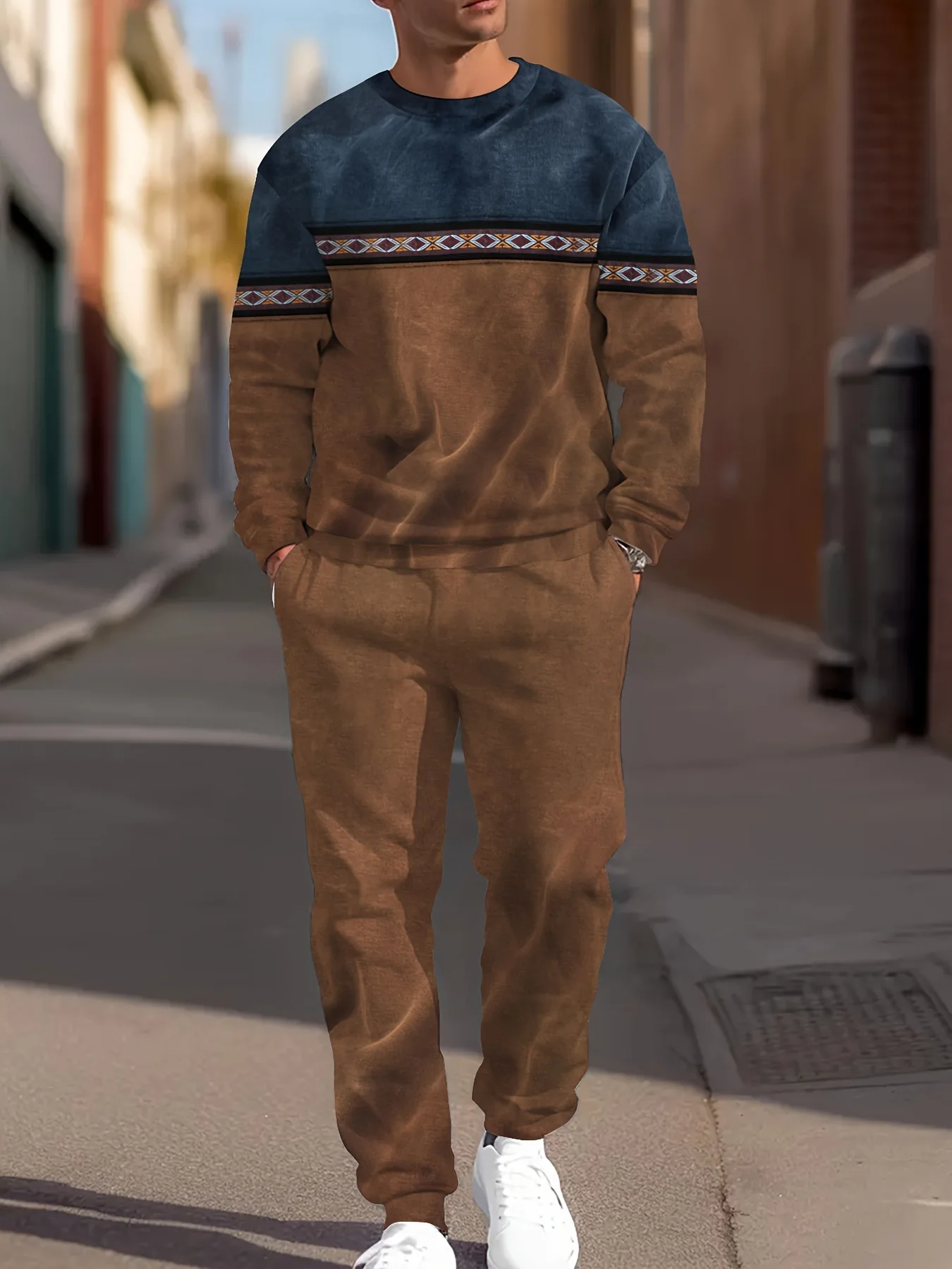 2026 Frühling Herbst Herren Rundhals 3D-Buchstaben-Print Zweiteiliger Hoodie-Trainingsanzug Weich Bequem Locker Streetwear Alltag Lässig Co-Ord M – Detail 12