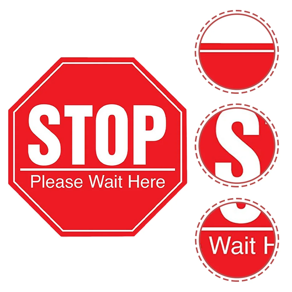 10 Pcs Stop Epidemic Prevention Wall Sticker Wait Here Sign Nail Stickers Safety Distance Floor Decals Please Isolation