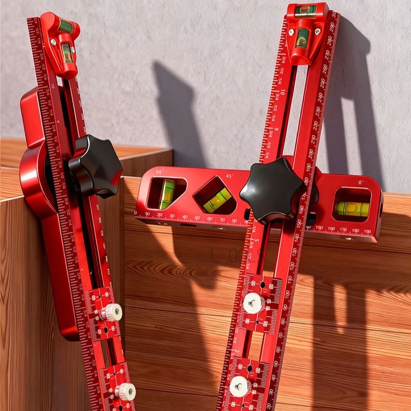 Foldable Woodworking Activity Angle Ruler Combination Level with Bubble Gauge Magnetic Measuring Ruler Precision Marking Tools